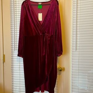 Velvet maroon wrap style dress
